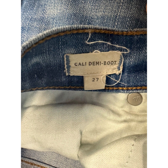Madewell Jeans Womens 27 Blue Cali Demi Boot Cropped Button Fly Distressed B14 - Picture 5 of 7